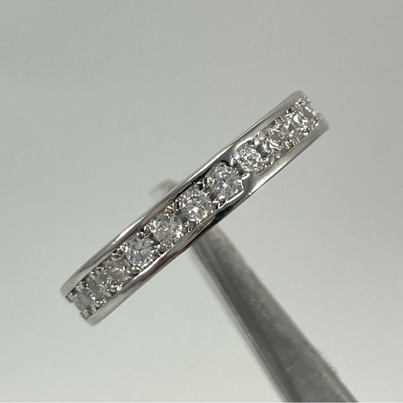 Rings Wedding Band Women’s Jewelry Eternity White Diamond CZ Silver Plated